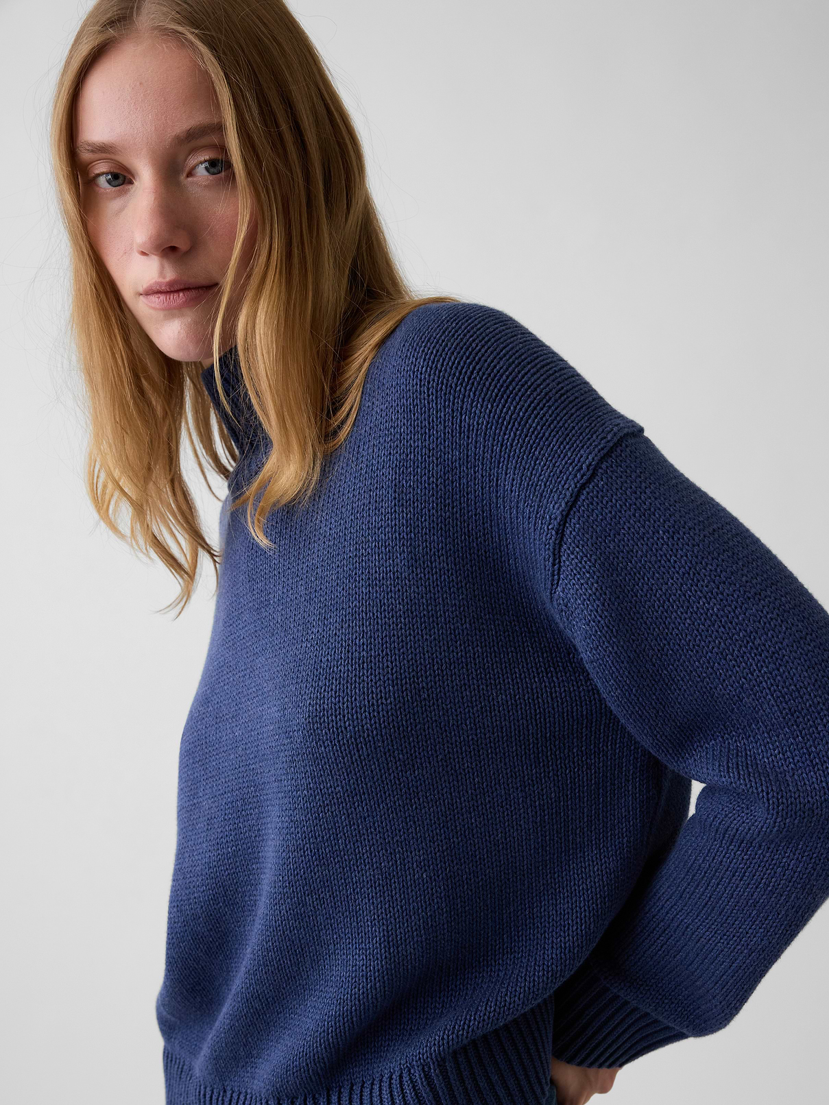 Image 4 of 5, 100% Cotton Oversized Mockneck Sweater