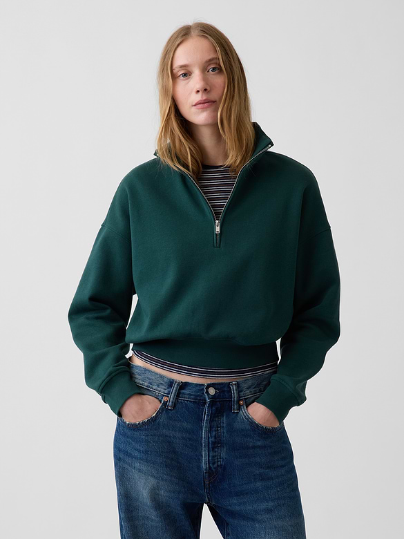 VintageSoft Oversized Half-Zip Wedge Pullover