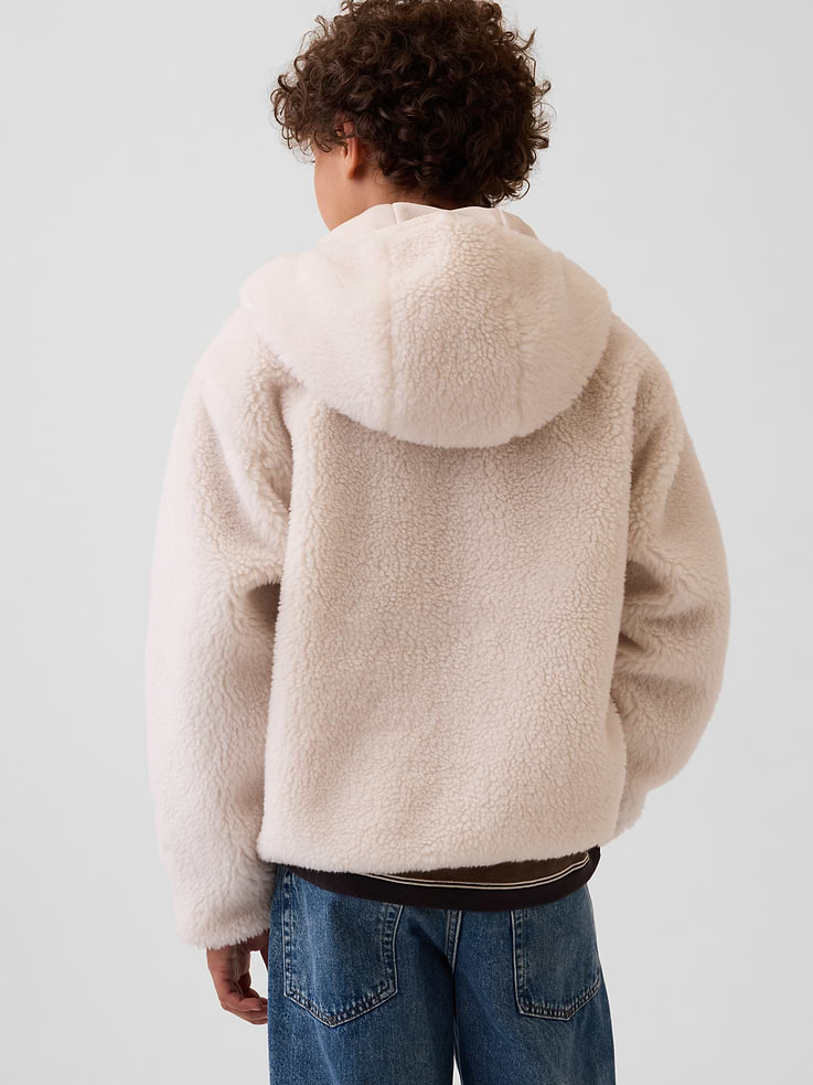 Image 2 of 5, Kids Sherpa Hooded Zip Jacket