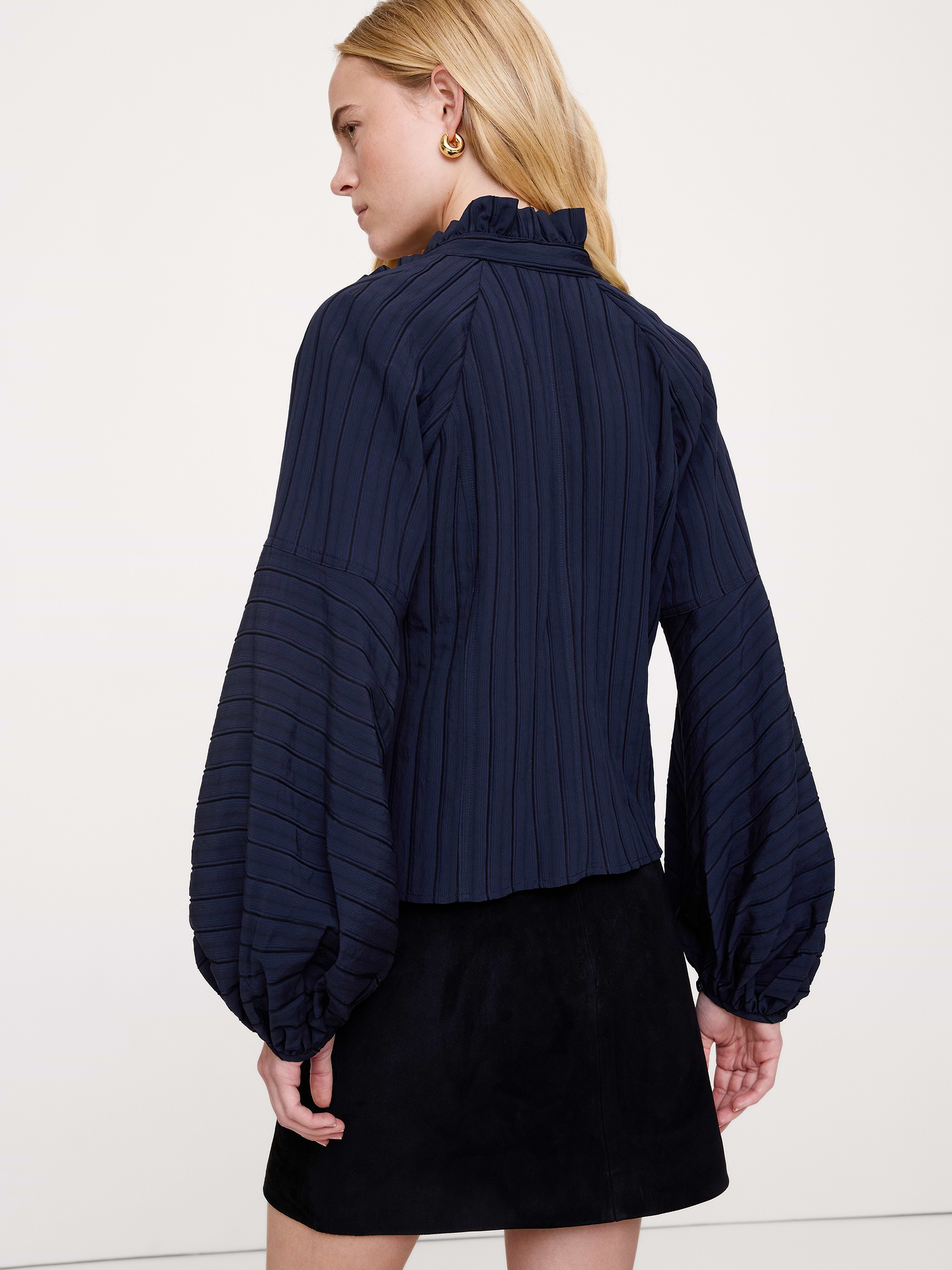 Image 2 of 7, Ruffle-Neck Peasant Blouse