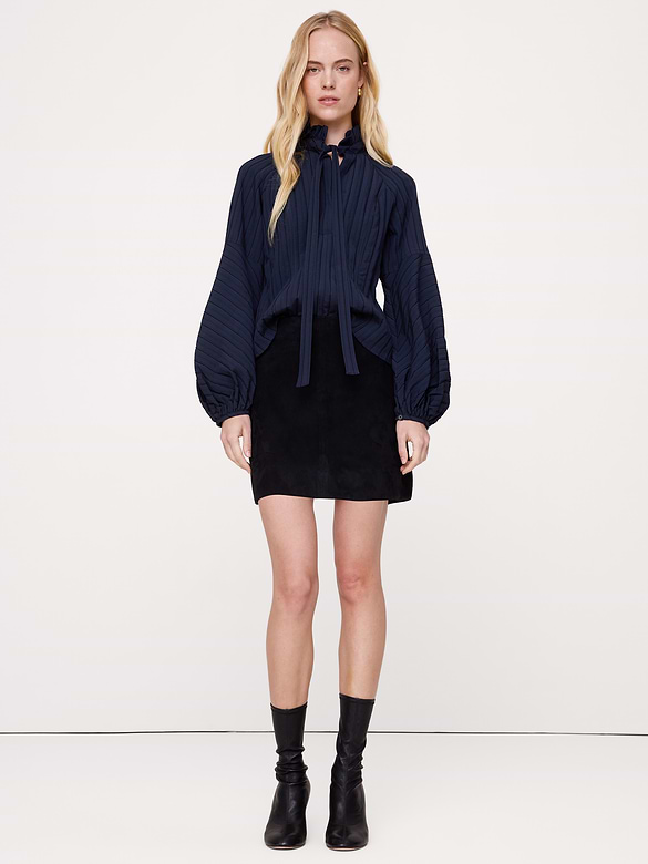 Ruffle-Neck Peasant Blouse