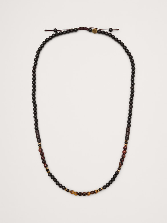 Gem And Wood Beaded Necklace by Caputo And Co