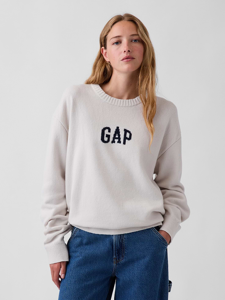 Image 5 of 6, CashSoft Relaxed Logo Sweater