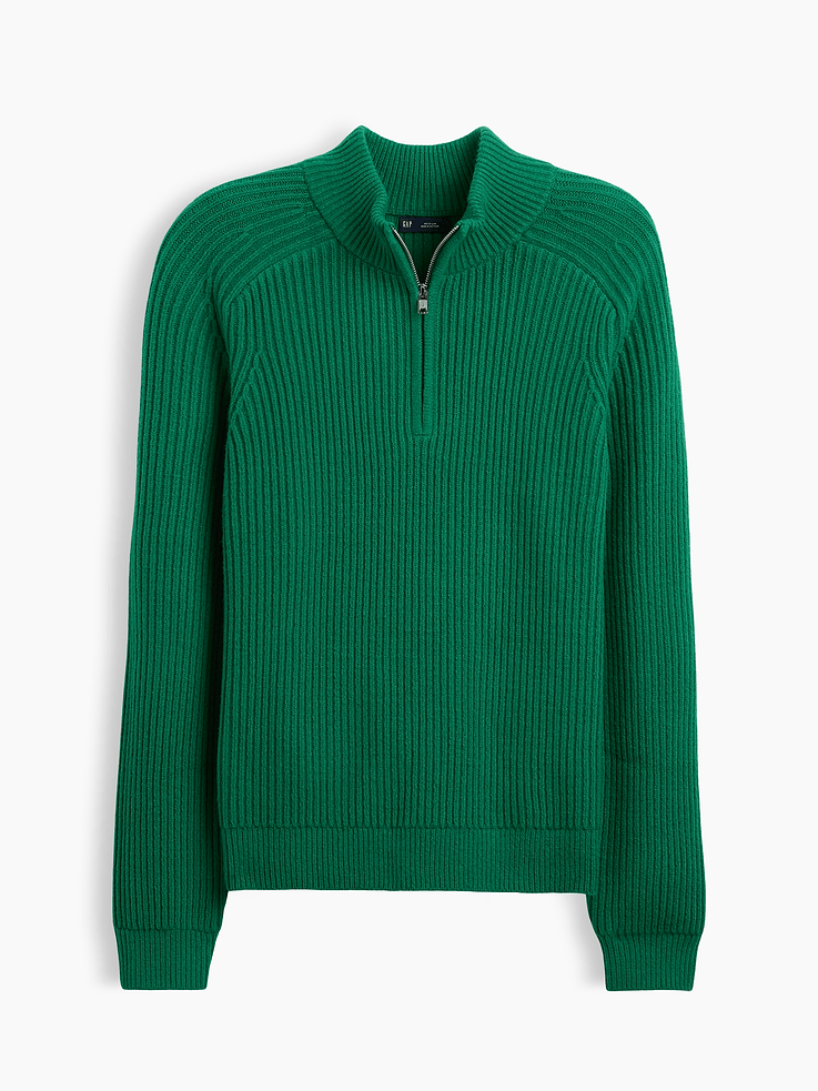 Image 3 of 3, CashSoft Rib Quarter-Zip Sweater