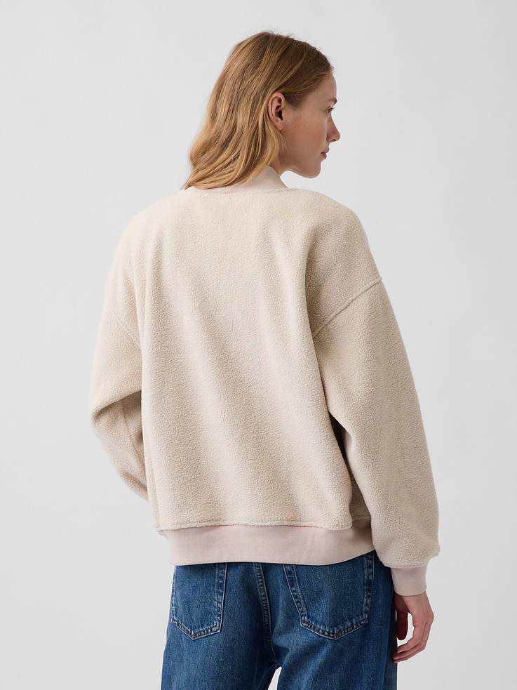 Image 3 of 5, Sherpa Oversized Mockneck Logo Sweatshirt