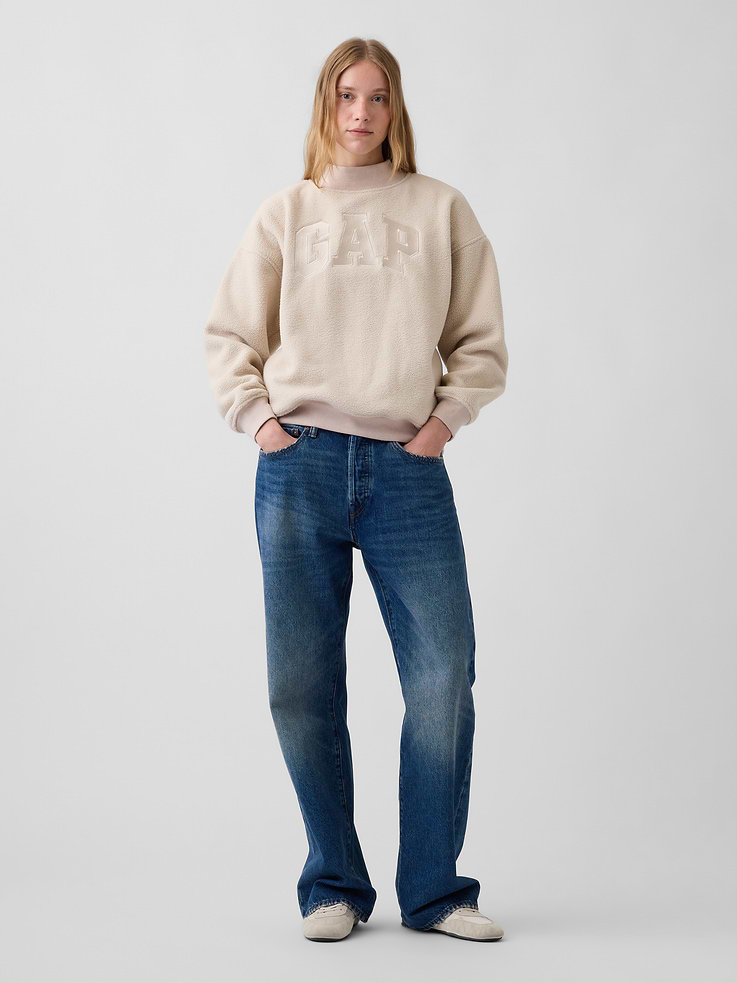 Image 2 of 5, Sherpa Oversized Mockneck Logo Sweatshirt