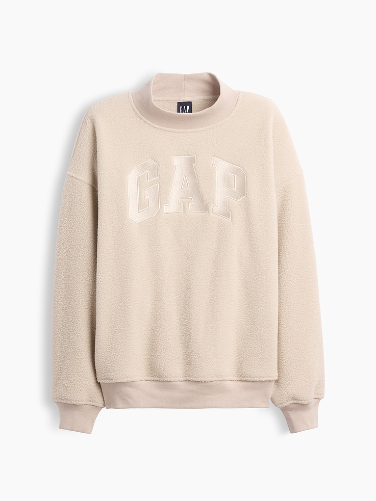 Image 5 of 5, Sherpa Oversized Mockneck Logo Sweatshirt