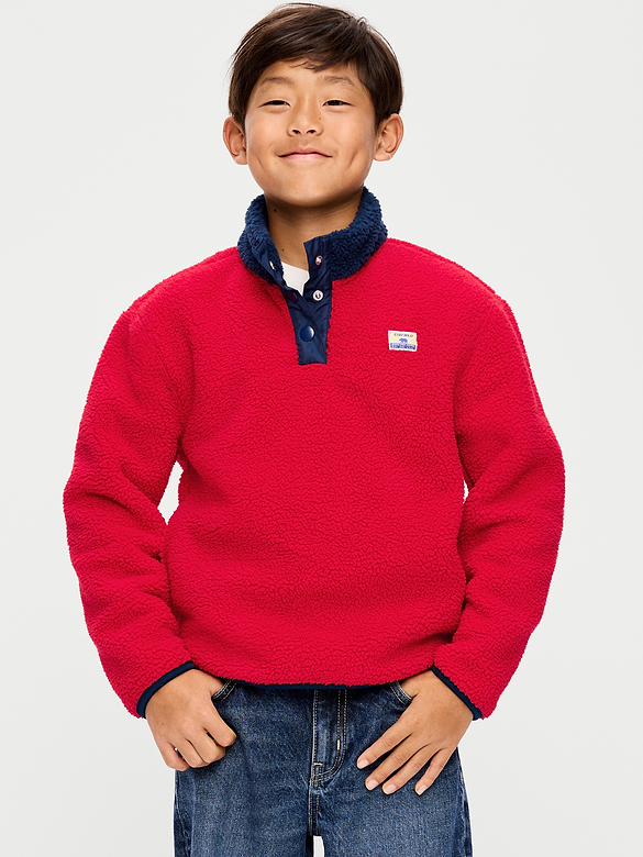 Cozy Sherpa Mock-Neck Pullover for Boys
