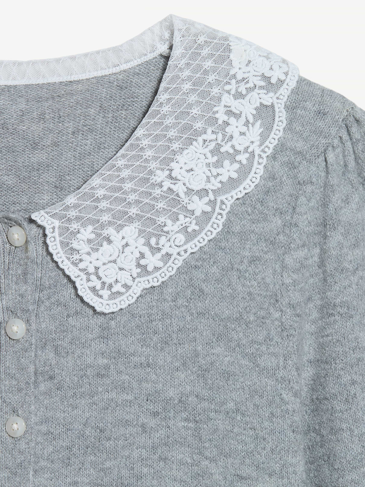 Image 3 of 3, SoSoft Lace-Collar Cardigan