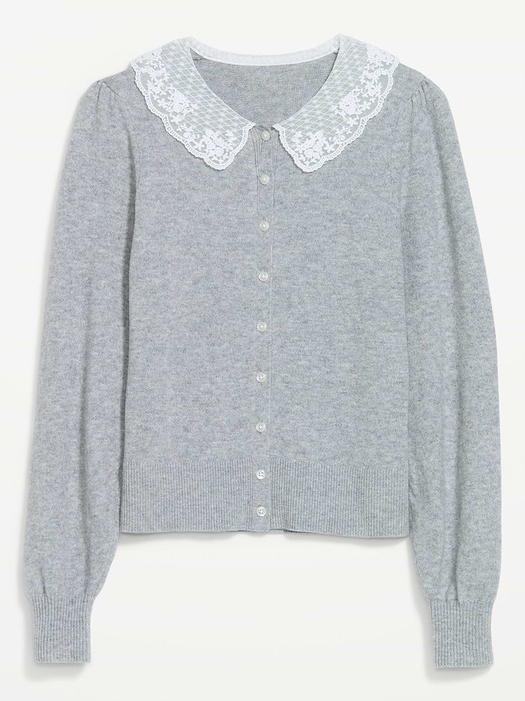 Image 2 de 3, Cardigan SoSoft à col en dentelle