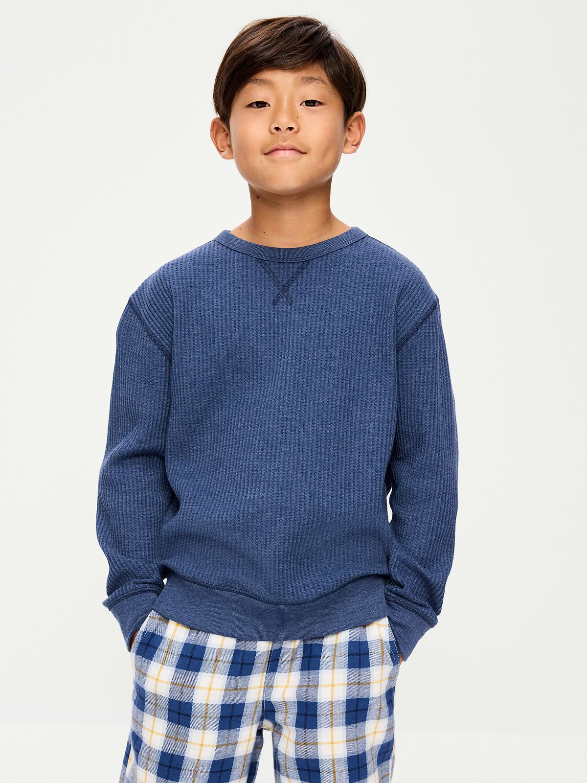 Long-Sleeve Waffle Knit T-Shirt for Boys