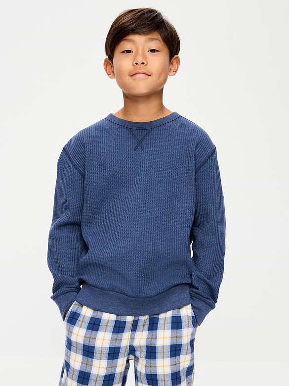 Long-Sleeve Waffle Knit T-Shirt for Boys