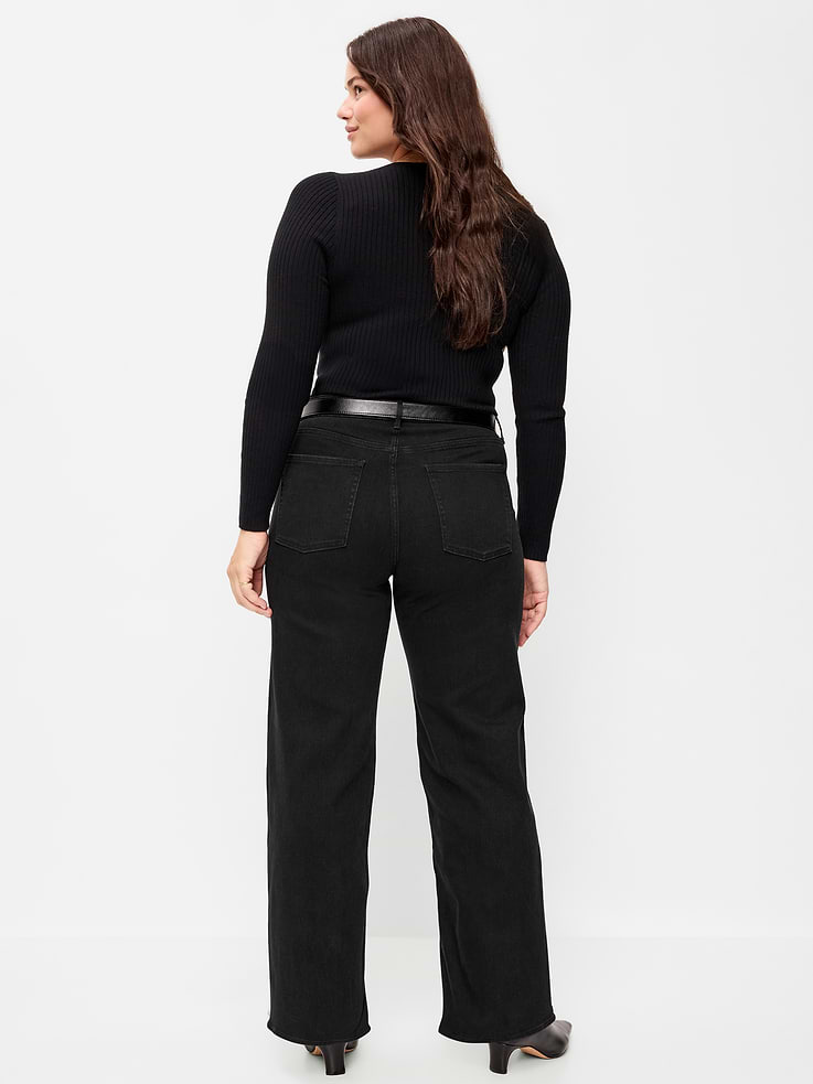 Image 3 of 6, Curvy High-Waisted Wow Wide-Leg Jeans