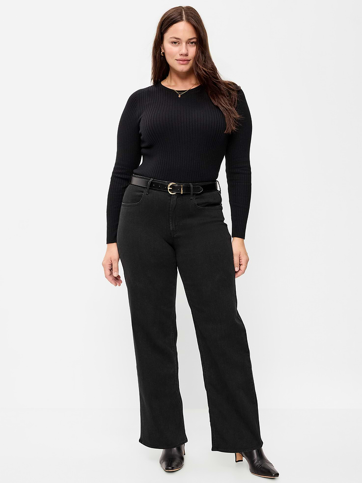 Image 2 of 6, Curvy High-Waisted Wow Wide-Leg Jeans