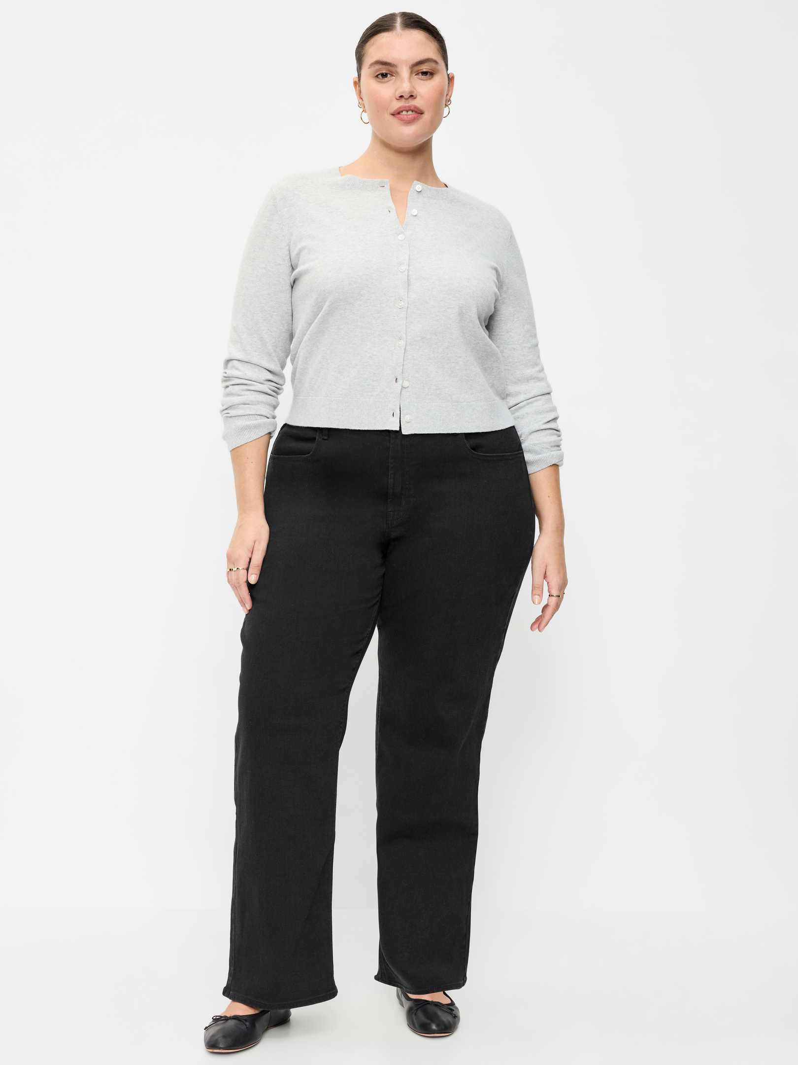 Image 4 of 6, Curvy High-Waisted Wow Wide-Leg Jeans