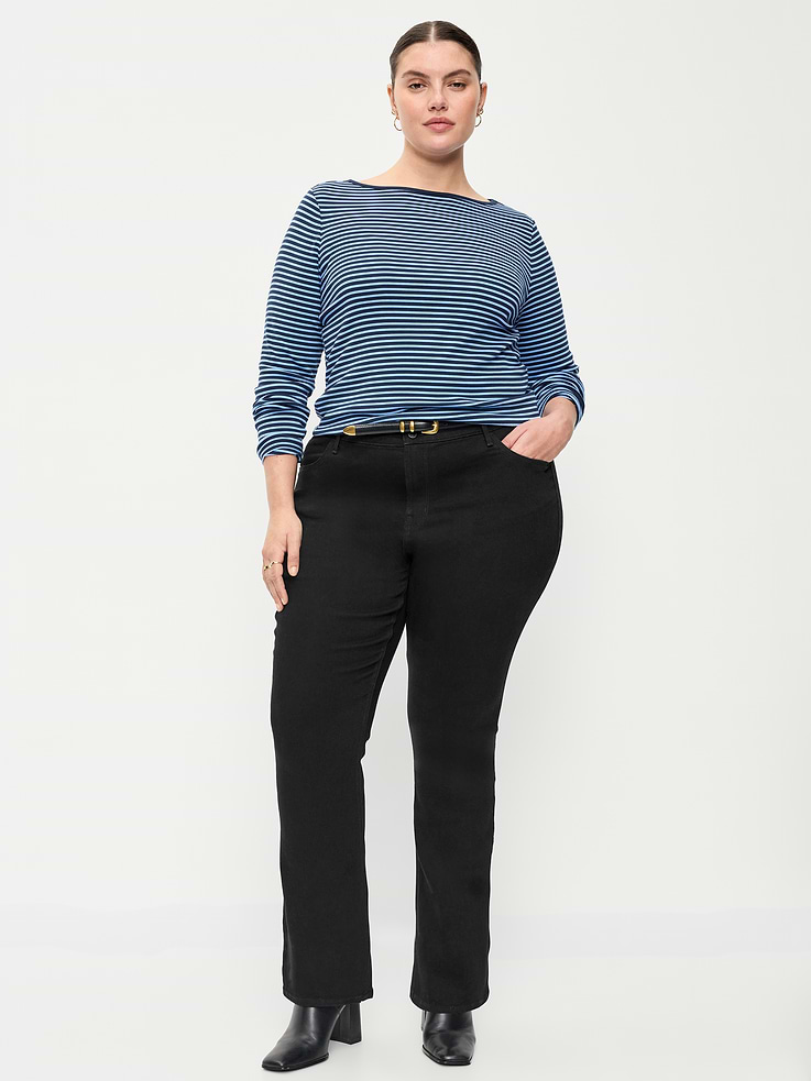 Image 4 of 6, Curvy Mid-Rise Wow Bootcut Jeans