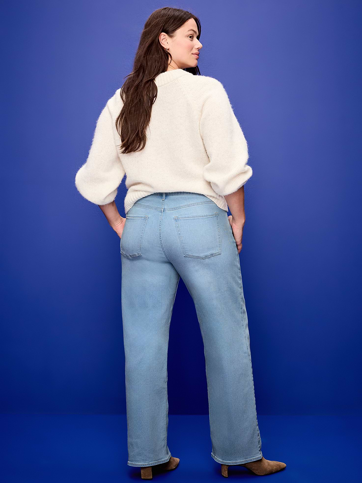 Image 3 of 6, Curvy High-Waisted Wow Wide-Leg Jeans