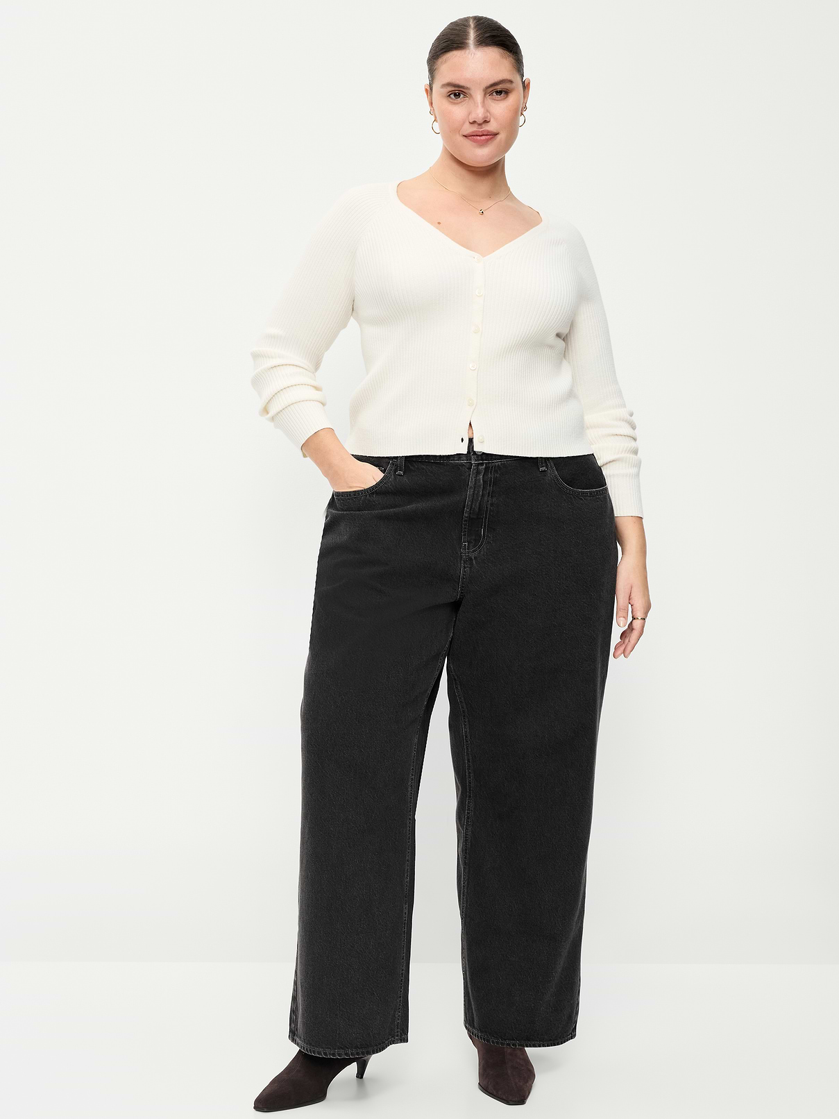 Image 4 of 6, Curvy Mid-Rise Wow Baggy Wide-Leg Jeans
