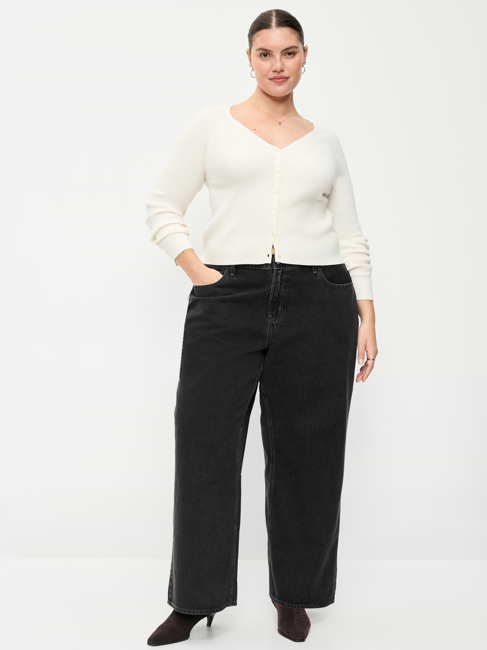 Image 4 of 6, Curvy Mid-Rise Wow Baggy Wide-Leg Jeans