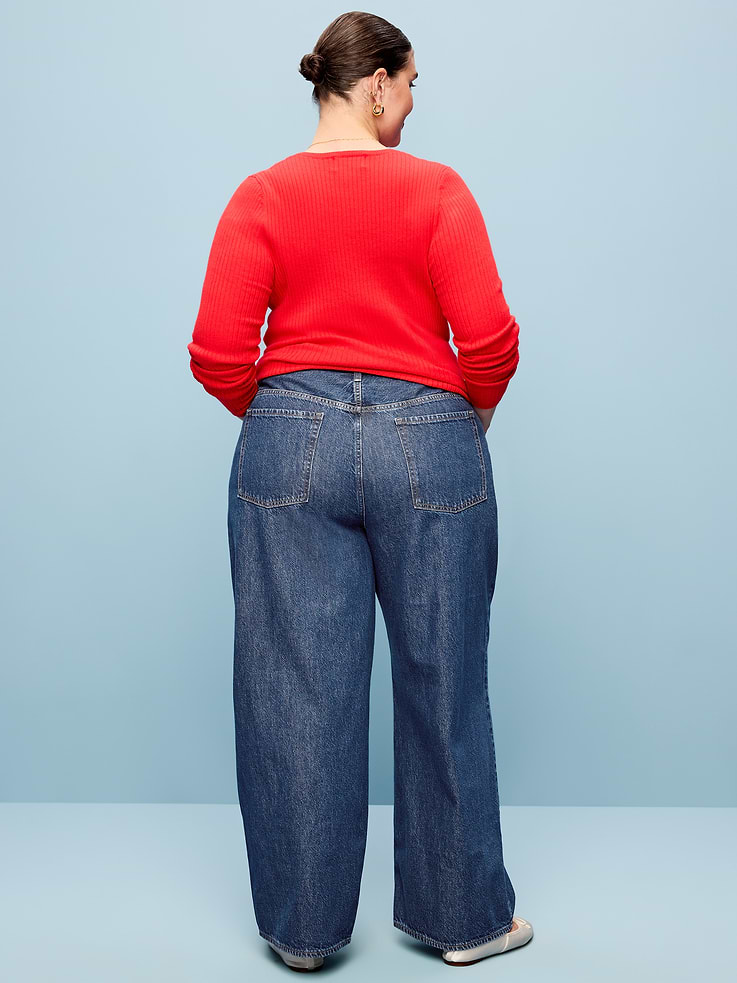 Image 9 of 9, Curvy Mid-Rise Wow Baggy Wide-Leg Jeans