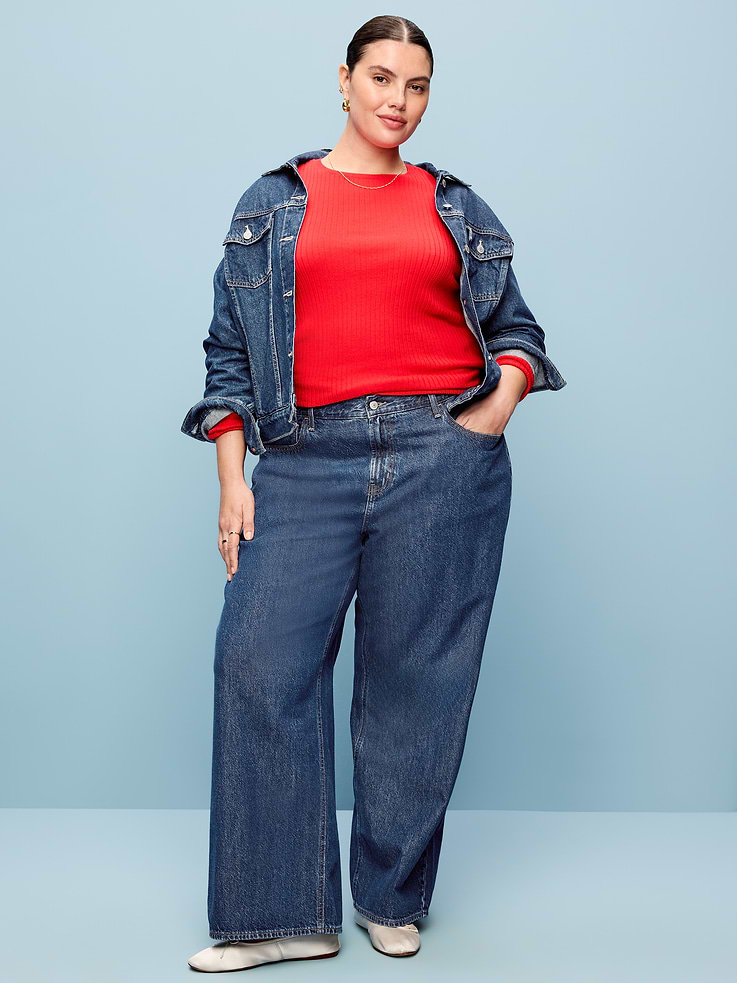 Image 7 of 9, Curvy Mid-Rise Wow Baggy Wide-Leg Jeans