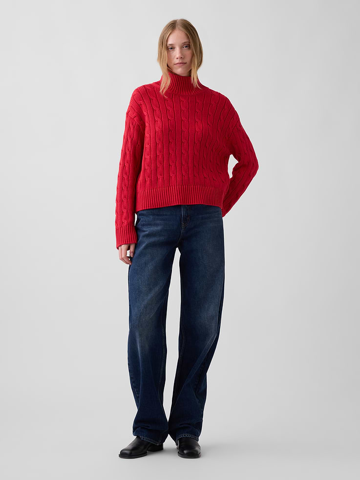 Image 2 of 5, 100% Cotton Oversized Mockneck Sweater