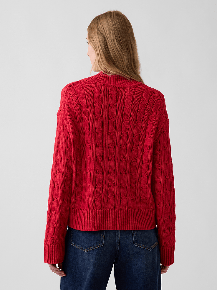 Image 3 of 5, 100% Cotton Oversized Mockneck Sweater