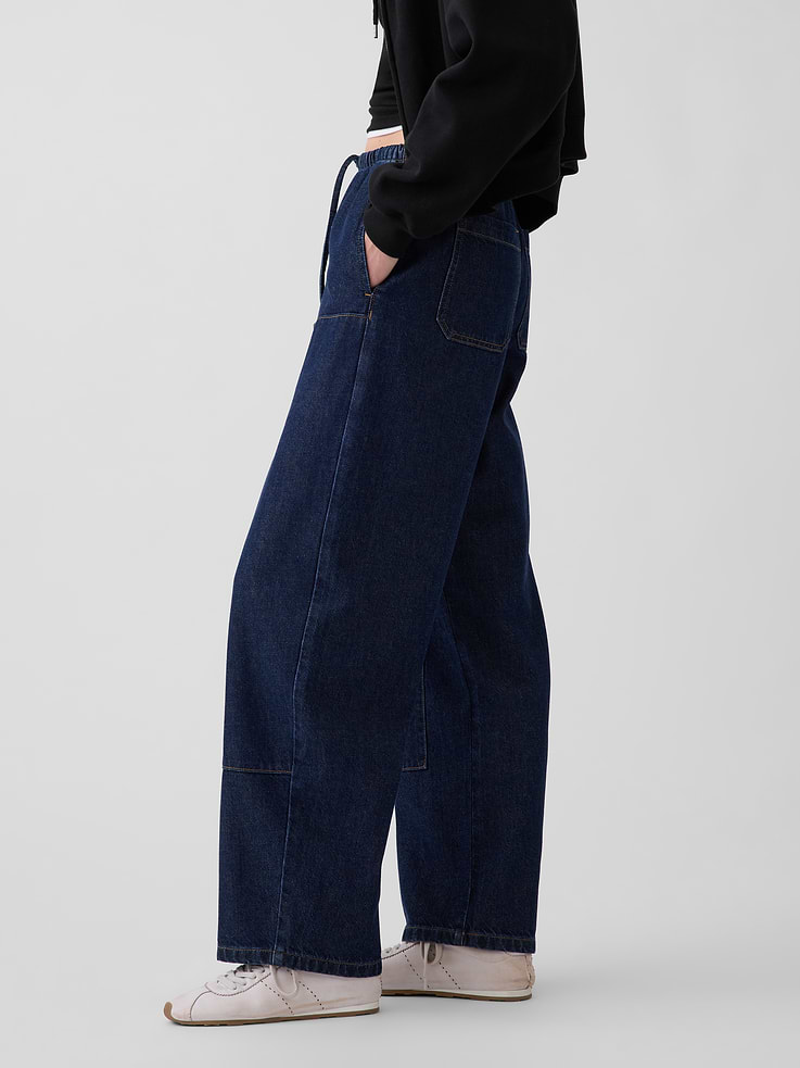 Image 3 of 7, High Rise UltraSoft Easy Double-Knee Barrel Jeans