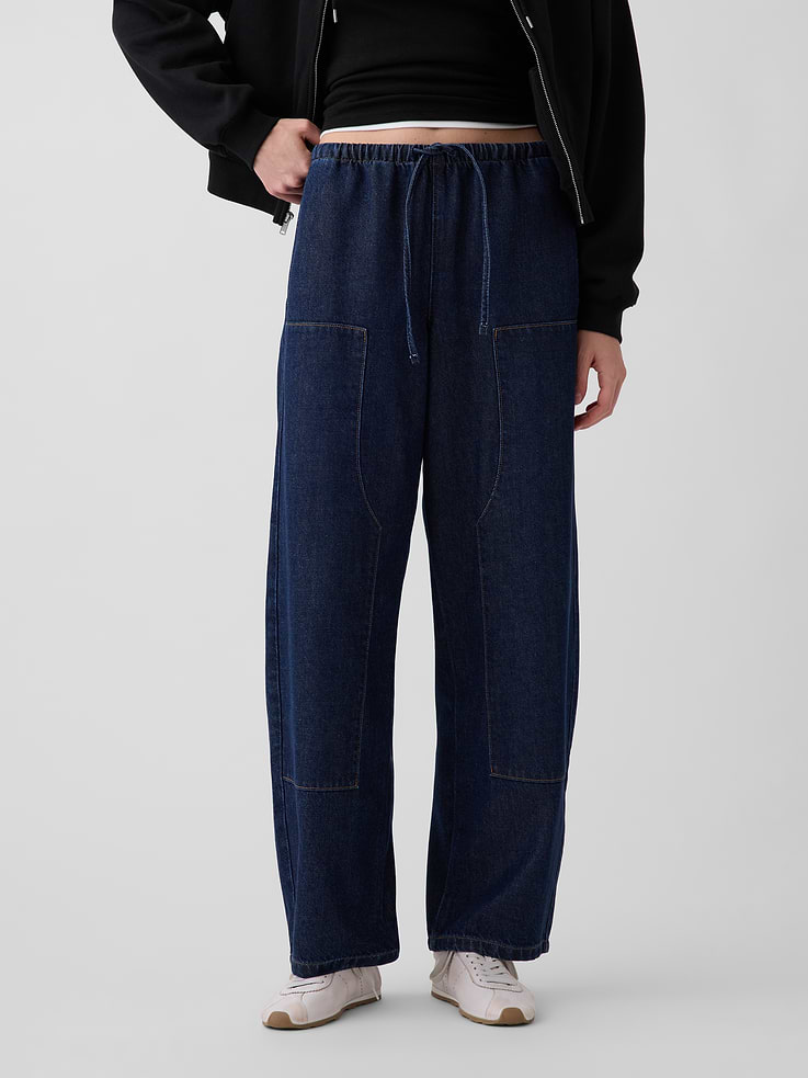 Image 2 of 7, High Rise UltraSoft Easy Double-Knee Barrel Jeans