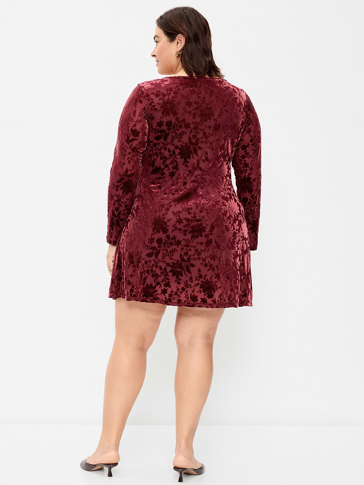 Image 5 of 5, Floral Burnout Velvet Fit & Flare Mini Dress