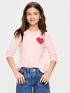 Image 1 of 3, crew neck, long sleeves, heart patch at chest, Product #906033