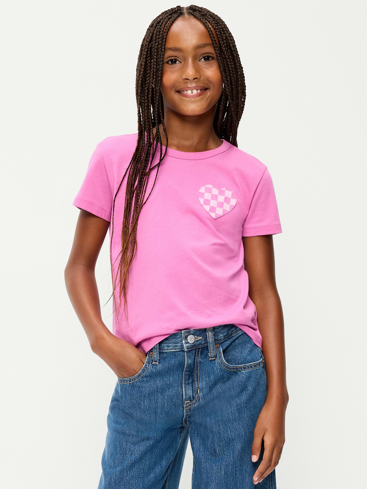 Image 1 of 4, scoop neck, short sleeves, heart shaped patch pocket, Product #905994