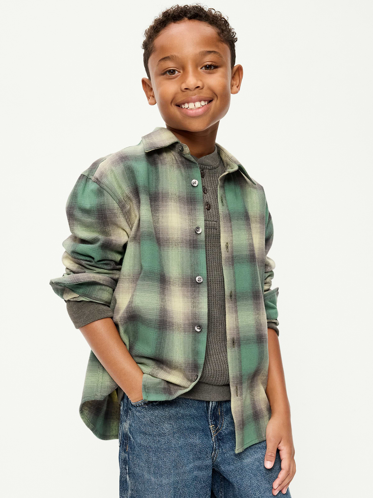 Oversized Long-Sleeve Flannel Shirt for Boys