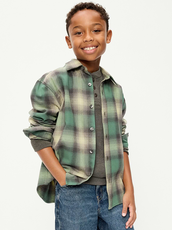 Oversized Long-Sleeve Flannel Shirt for Boys