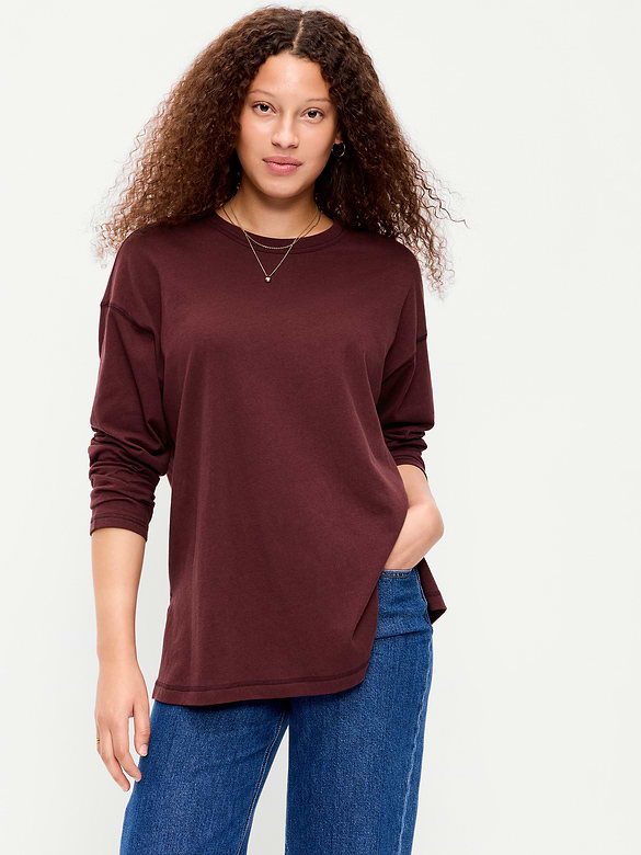 Oversized EveryWear Long-Sleeve Tunic T-Shirt
