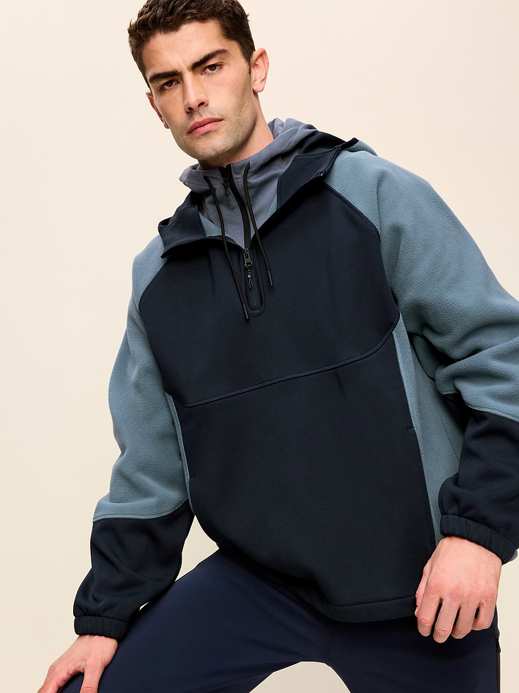 Image 3 of 4, Sherpa Quarter-Zip Hooded Jacket