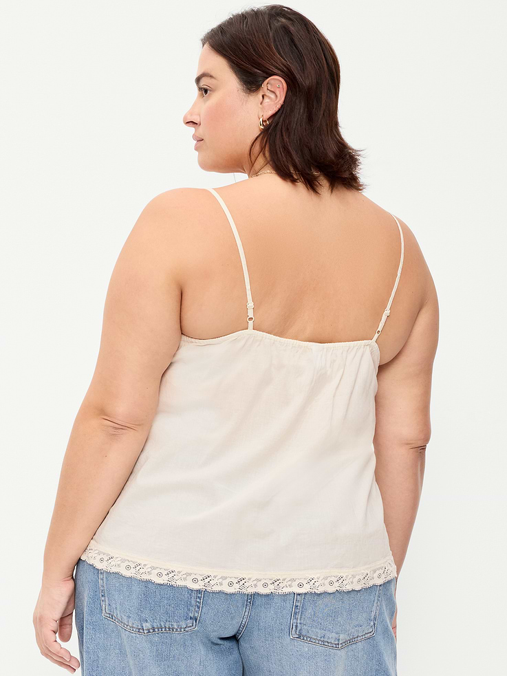 Image 6 de 7, Camisole nervurée à garniture en dentelle
