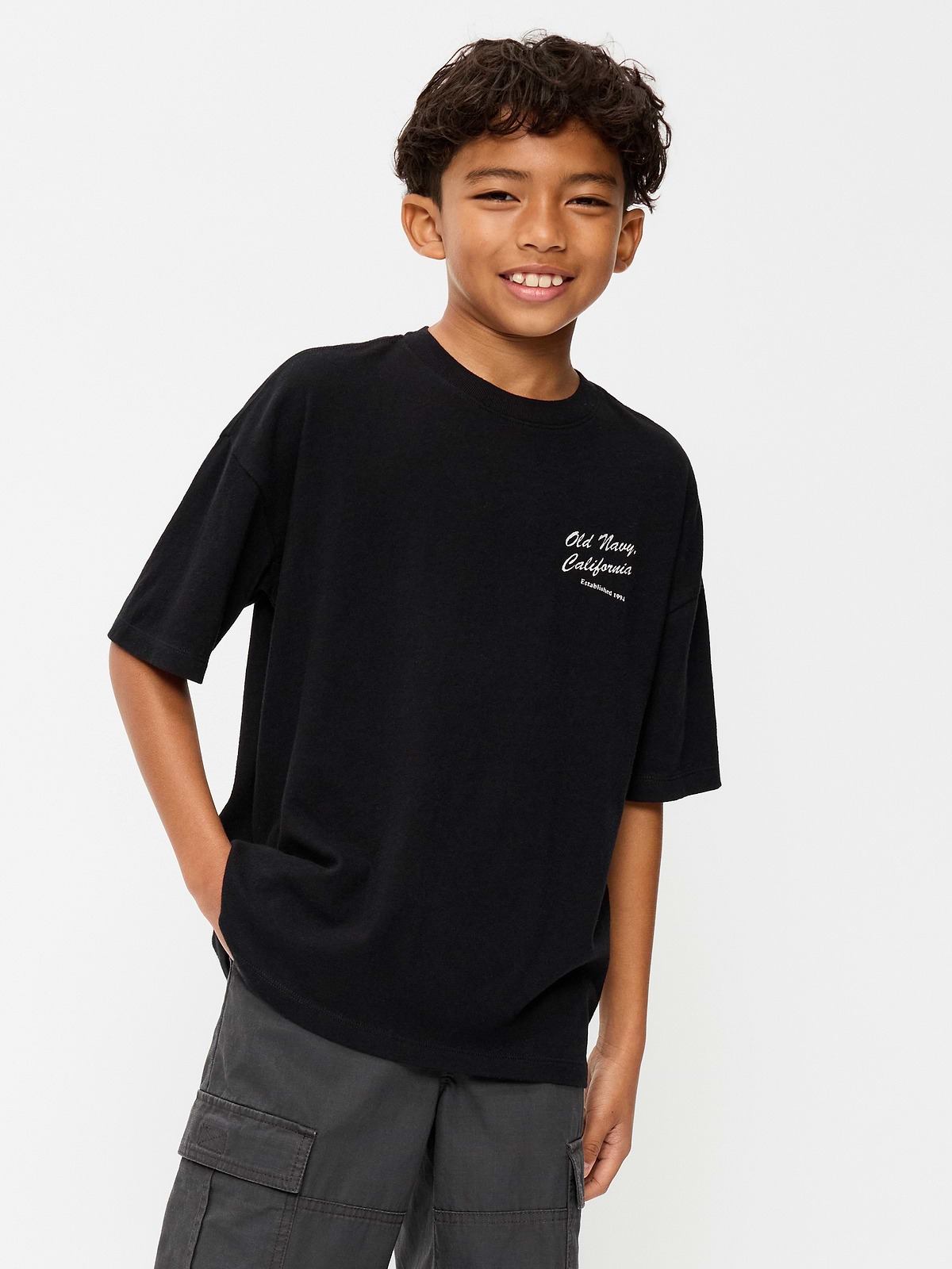 Oversized Short-Sleeve Logo Graphic T-Shirt for Boys
