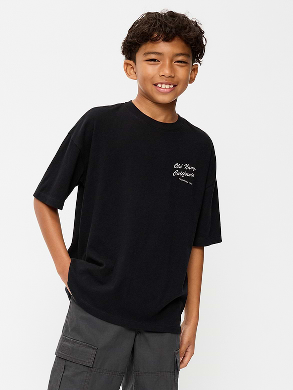 Oversized Short-Sleeve Logo Graphic T-Shirt for Boys