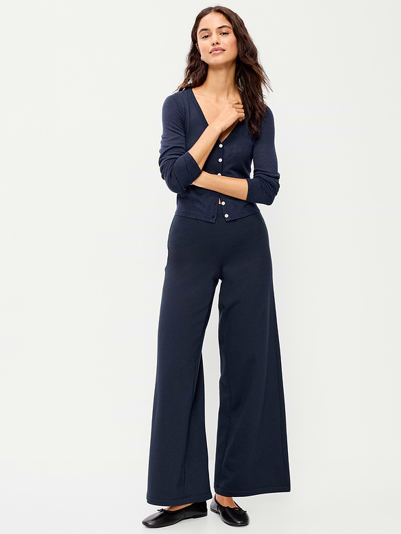 High-Waisted Fleece Wide-Leg Leggings