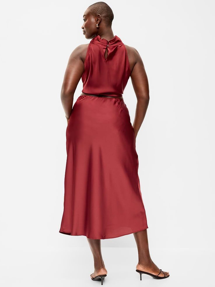 Image 6 of 6, Satin A-Line Maxi Skirt