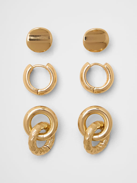 Textured Double Hoop Earrings Multipack