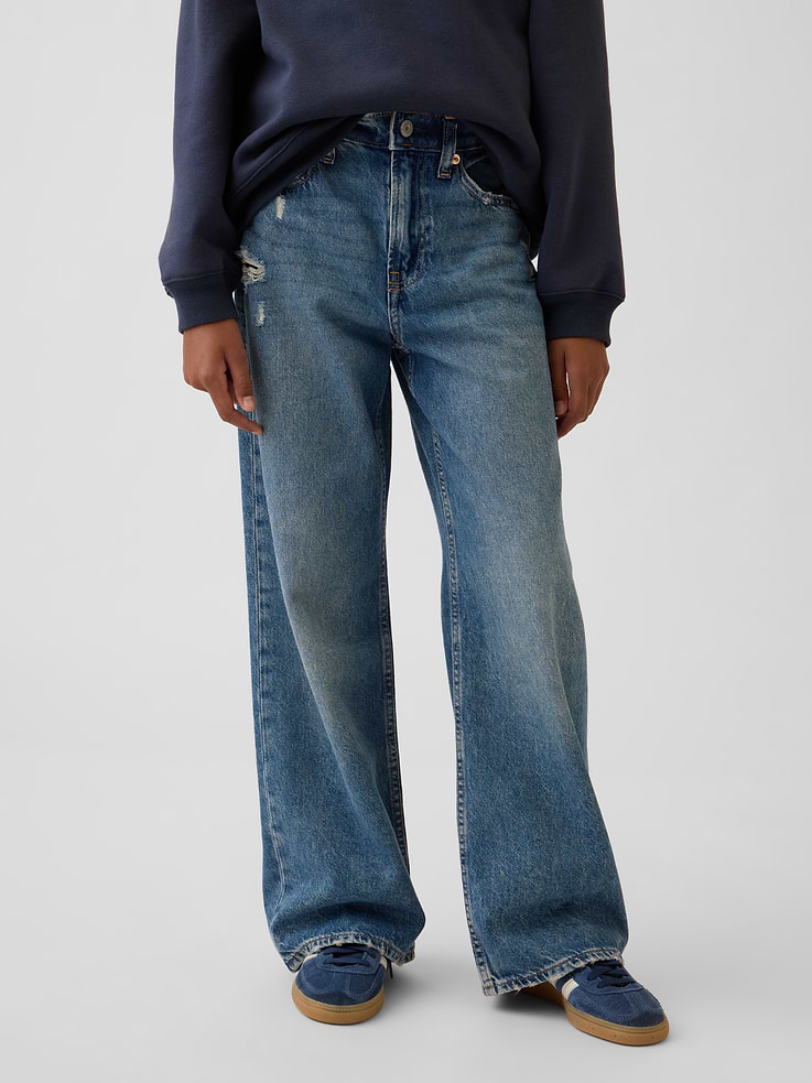 Image 2 of 5, Kids Low Rise Stride Wide-Leg Jeans
