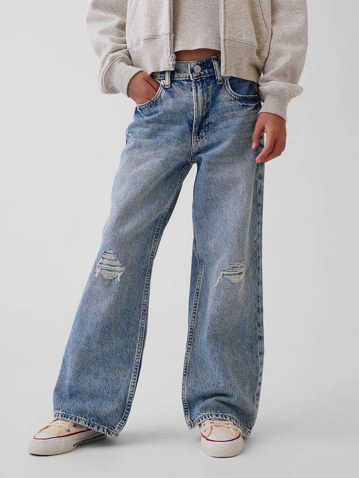 Image 2 de 5, Jean sportif jambe large à taille basse pour Enfant