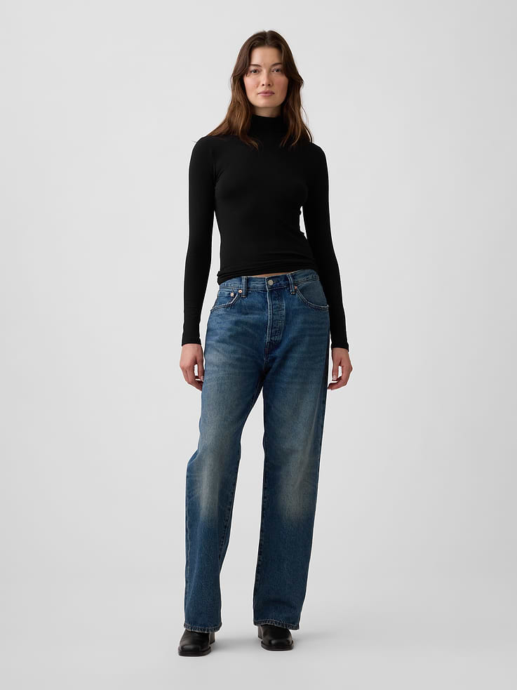 Image 3 of 5, Featherweight Jersey Mockneck T-Shirt