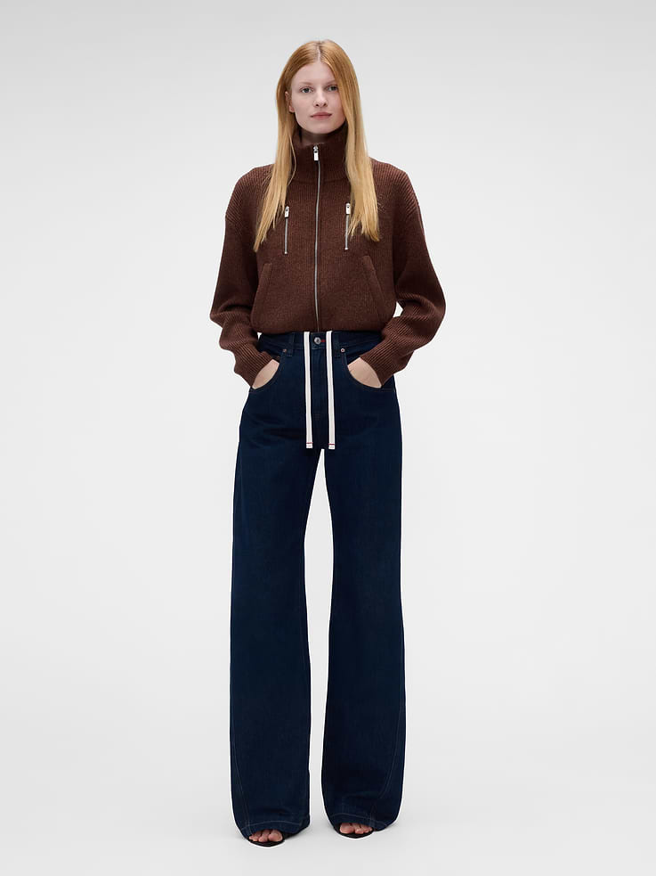 Image 2 of 2, Gap × Victoria Beckham Wool-Cashmere Zip Sweater