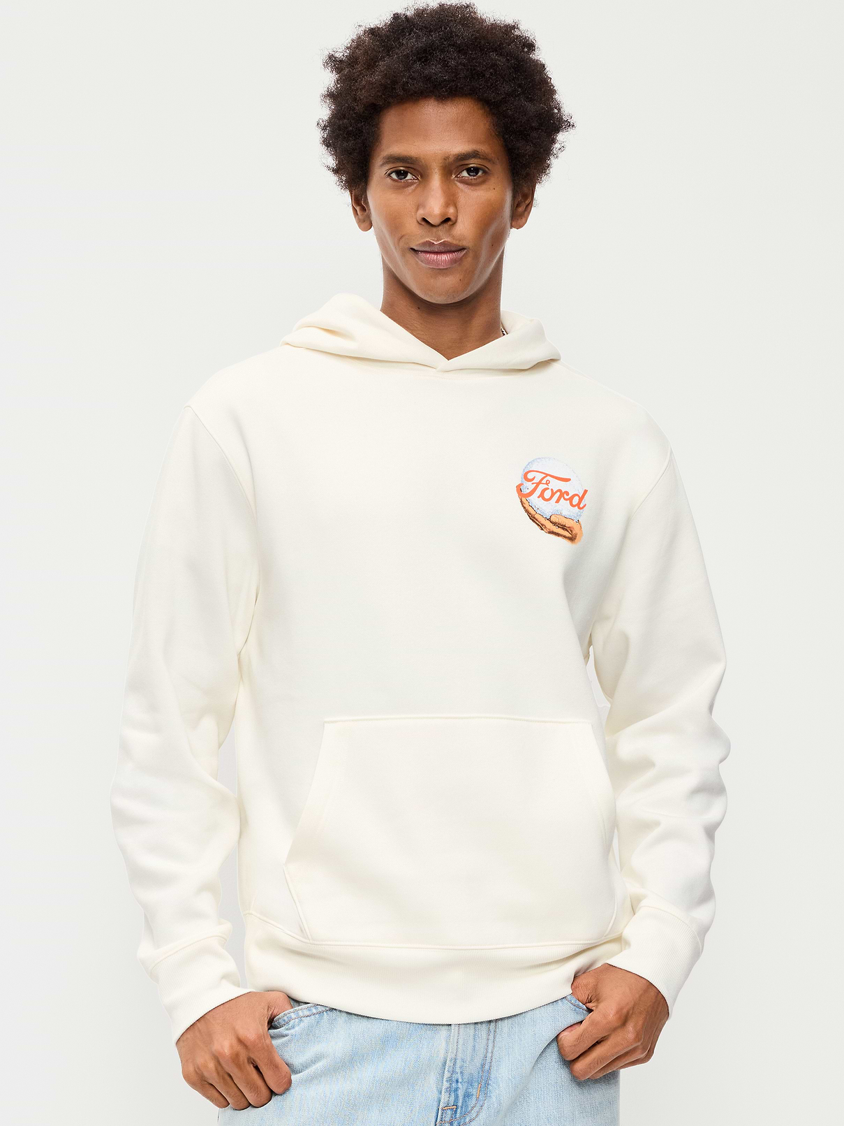 Image 1 of 2, built-in hood, long sleeves, licensed graphic, kangaroo pocket, rib-knit trim, © 2026 Ford Motor Company, Product #1182189