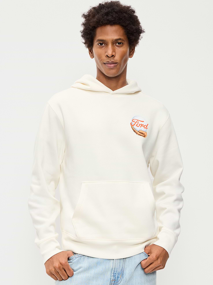Image 1 of 2, built-in hood, long sleeves, licensed graphic, kangaroo pocket, rib-knit trim, © 2026 Ford Motor Company, Product #1182189