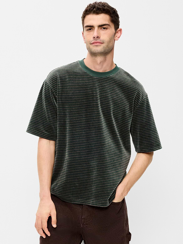 Loose Crew-Neck Velour T-Shirt