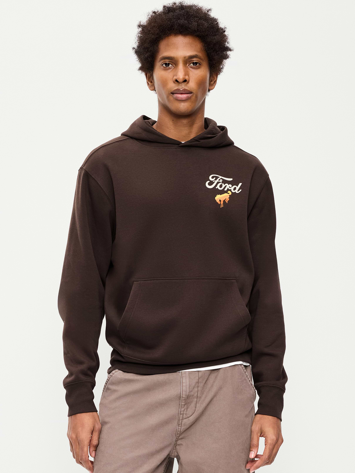 Image 1 of 2, built-in hood, long sleeves, licensed graphic, kangaroo pocket, rib-knit trim, © 2026 Ford Motor Company, Product #1182203